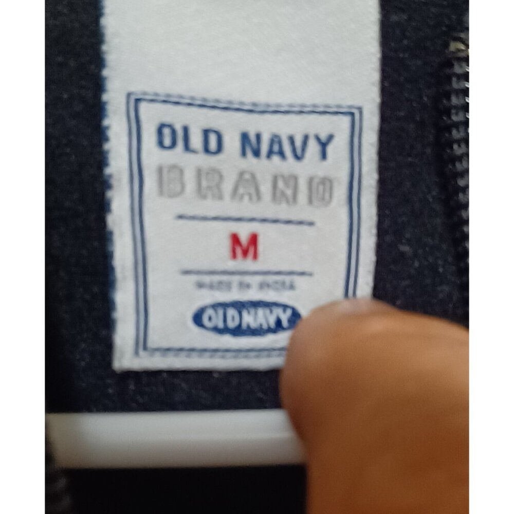 Vintage Old Navy Athletic Hoodie Sweatshirt Black/White Size Medium - Picture 3 of 4